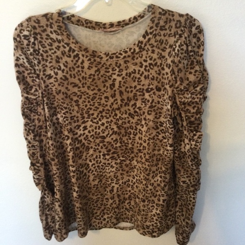 Ces Femme Y2K Animal Pattern Gathered Long Sleeve Soft Chic Slip Over Top S…